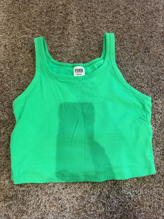 PINK Victoria's Secret Tops - PINK Victoria's Secret Ribbed Crop Tank in Neon Green